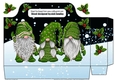 Pretty tote bag with gnomes in green with holly in a snow scene (black)