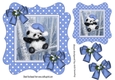Cute panda in santa hat in blue polkadot 7x7 frame