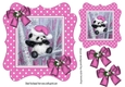 Cute panda in santa hat in pink polkadot 7x7 frame