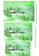 pretty  snowscene with cottage pyramids (green)
