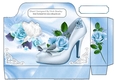 blue roses and pretty shoe with dove tote gift bag