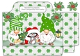 Lovely snowflake tote bag with gnomes and mouse (green)