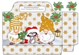 Lovely snowflake tote bag with gnomes and mouse (gold)