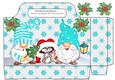 Lovely snowflake tote bag with gnomes and mouse (turq)