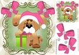 puppy with present and pink bows 8x8