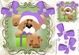 puppy with present and purple bows 8x8
