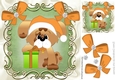 puppy with present and gold bows 8x8