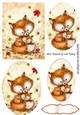 cute foxes cuddling oval pyramids