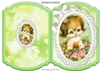 puppy with flowers and butterfly on lace bracket card