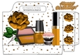 Pretty ladies tote gift bag with gold rose, stars, and makeup