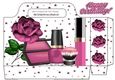Pretty ladies tote gift bag with pink rose, stars, and makeup