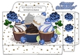 Yummy cupcakes with blue roses and stars tote gift bag