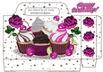 Yummy cupcakes with cerise roses and stars tote gift bag
