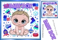 Sweet baby boy with blue toy 8x8 frame