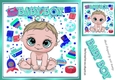 Sweet baby boy with turq toy 8x8 frame