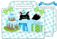 Black kitty with birthday cake and bows tote bag