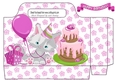 grey kitty with birthday cake tote bag