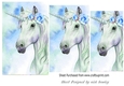 blue and white unicorn pyramids