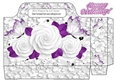 Pretty white roses and purple butterflies on lace tote bag