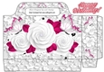 Pretty white roses and pink butterflies on lace tote bag