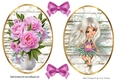 two pretty toppers of a aerie and pink flowers with butterflies