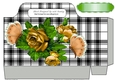 Pretty black/white check tote gift bag with gold roses