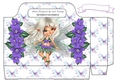 Butterflies, faerie tote gift bag with purple flowers