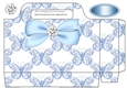 blue satin butterflies with big bow with diamond tote bag