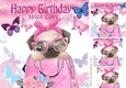 Cute pug in handbag with butterflies 8x8