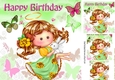 Sweet little pummy doll in green with butterflies 8x8