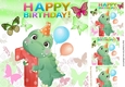 Dinasaur (1ST) Birthday with butterflies 8x8