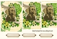 Lovely brown labrador on a scroll with green roses pyramids