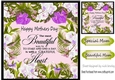 Pretty hand painted purple floral Mothers day card front 8x8