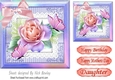 pretty peach rose in rainbow frame with butterflies card front 7x7