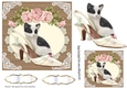 Pretty vintage shoe with kitten roses and lace card front 7x7