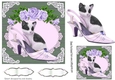 Pretty vintage shoe with kitten purple roses and lace card front 7x7