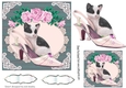 Pretty vintage shoe with kitten pink roses and lace card front 7x7