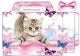 cute kitten with pink/purple butterflies tote gift bag