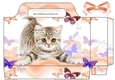 cute kitten with peach butterflies tote gift bag