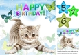 Cute little kitten with blue butterflies 8x8