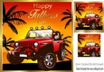 Jeep with sunset and palm trees 8x8 (FATHERS DAY)