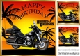 Harley motor bike with sunset and palm trees 8x8 (BIRTHDAY)