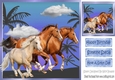 Beautiful horses with blue sky and palm trees 8x8