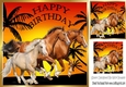 horses with sunset and palm trees 8x8