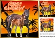 lovely horses with sunset and palm trees 8x8