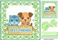 Best of friends in scroll frame 8x8 (green)