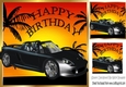 black sports car with sunset and palm trees 8x8 (MOTHERS DAY)