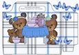 Teddy bear party with blue butterflies check tote gift bag