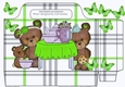 Teddy bear party with green butterflies check tote gift bag