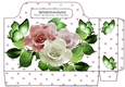 Pretty pink/white roses with butterflies and polkadots tote gift bag